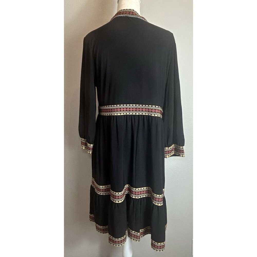 Robbie Bee Knee Length A Line Dress Smocked Striped Jersey Dress Size Large - Picture 8 of 14